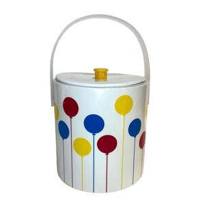 Vintage Tropical Balloon Ice Bucket with Lucite Handle, 90s Retro Party Decor